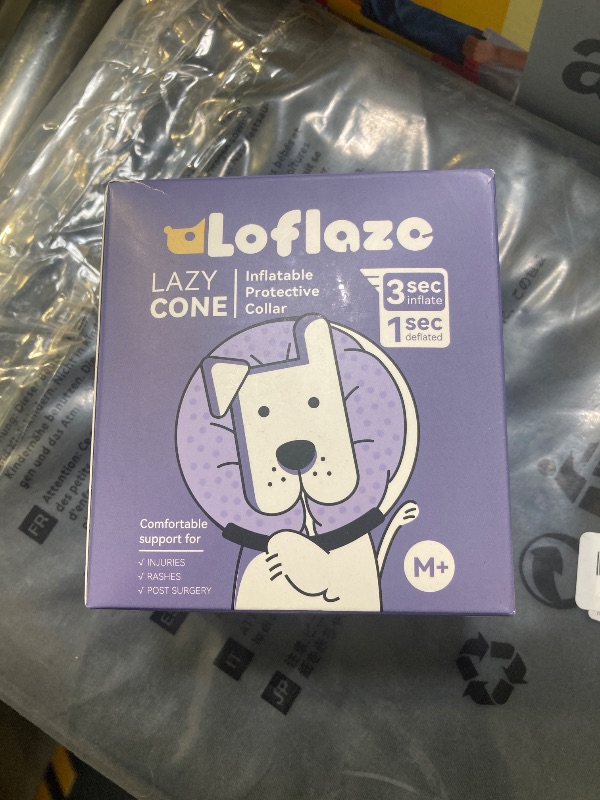Photo 1 of Loflaze Soft Inflatable Dog Cone Collar Alternative After Surgery - Dog Neck Donut E Collar for Large Medium Small Dogs Cats Post Surgery - Recovery Collar to Stop Licking - Grey, M+