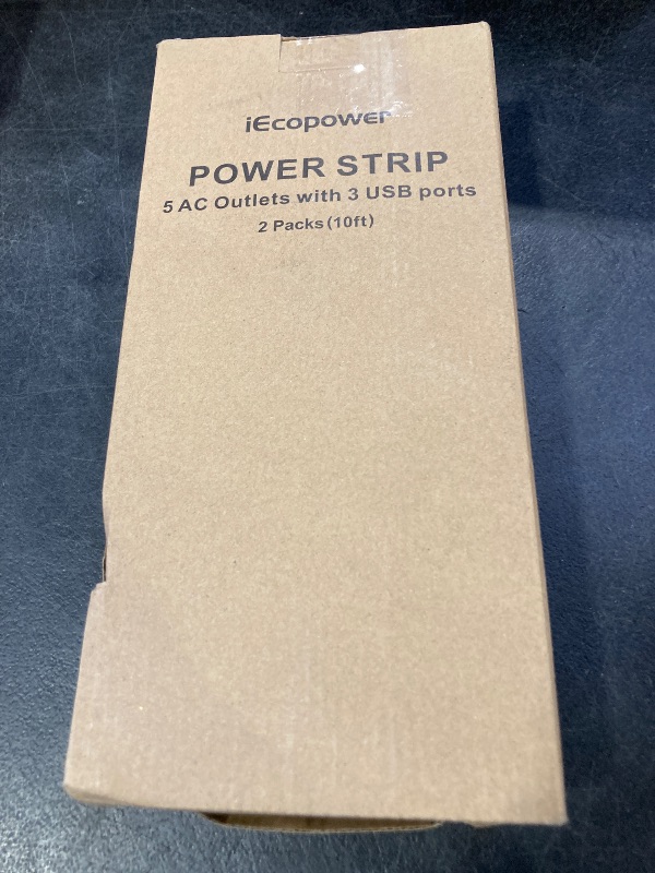 Photo 1 of 10FT Long Surge Protector Power Strip-with 5 Widely Outlets and 3 USB Ports(1 USB C Port),10 Foot Extension Cord(1250W/10A),Wall Mount for Home Office,700 J,Black(2 Pack)