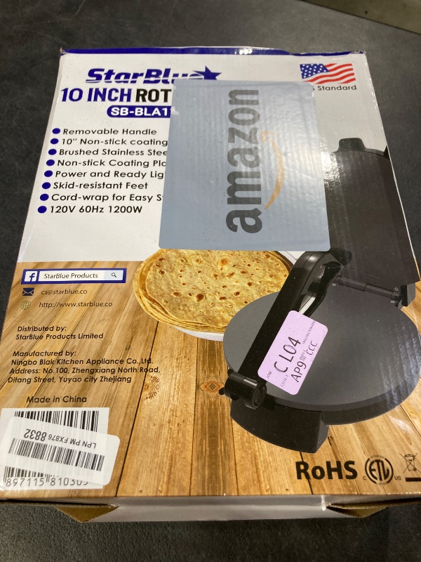 Photo 1 of 10inch Roti Maker by StarBlue with FREE Roti Warmer and Removable Handle - The automatic Stainless Steel Non-Stick Electric machine to make Indian style Chapati, Tortilla, Roti AC 110V 50/60Hz 1200W