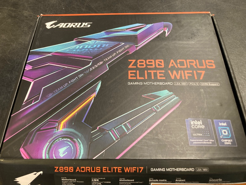 Photo 1 of **USED** GIGABYTE Z890 AORUS Elite WIFI7 Intel Core Ultra (Series 2) LGA 1851 Motherboard, ATX, DDR5, 4X M.2, PCIe 5.0, Thunderbolt 4, 2.5GbE LAN, EZ-Latch