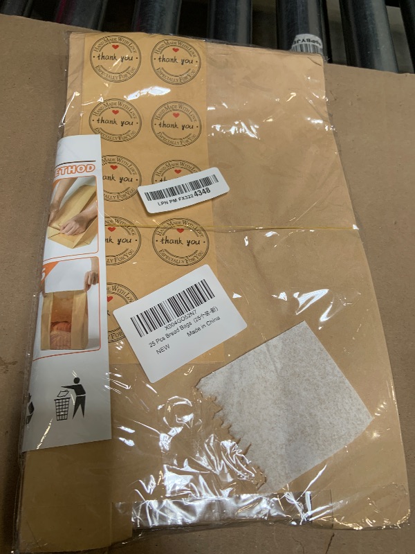 Photo 1 of 25 Pcs Bread Bags for Homemade Bread, Sourdough Paper Bags With Window, 50% Thicker 13.7x8.2x3.7in A Large Bakery Bag Used for Storage Bakery Cookies & Snacks, 40 Cute Sealing Stickers with Ties