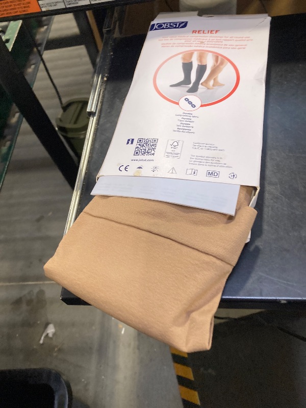 Photo 1 of JOBST Relief Knee High Graduated Compression Socks 20-30mmHg - Comfortable Unisex Design - Open Toe, Beige, Medium