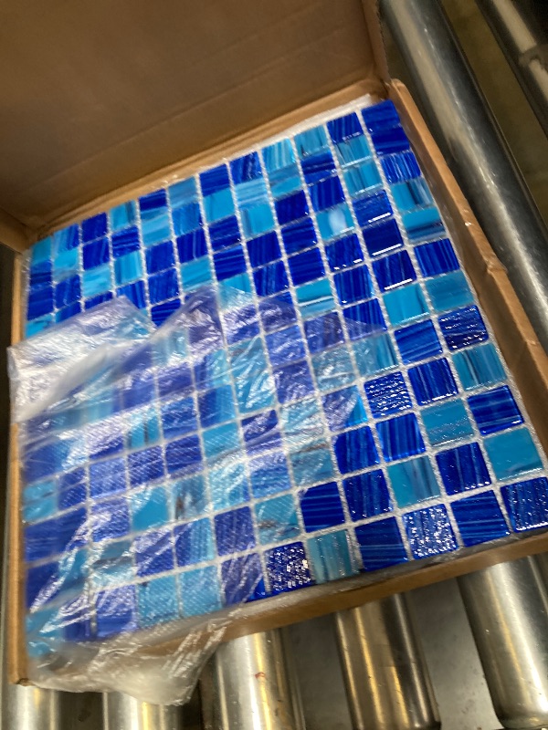 Photo 1 of LSDECO 5 Sheets Glass Mosaic Tiles Backsplash, Pool Tiles, 12" x 12" Kitchen Backsplash Tile, Glass Tiles for Bathroom Border Shower Wall (5 Sq.Ft Cobalt Blue)