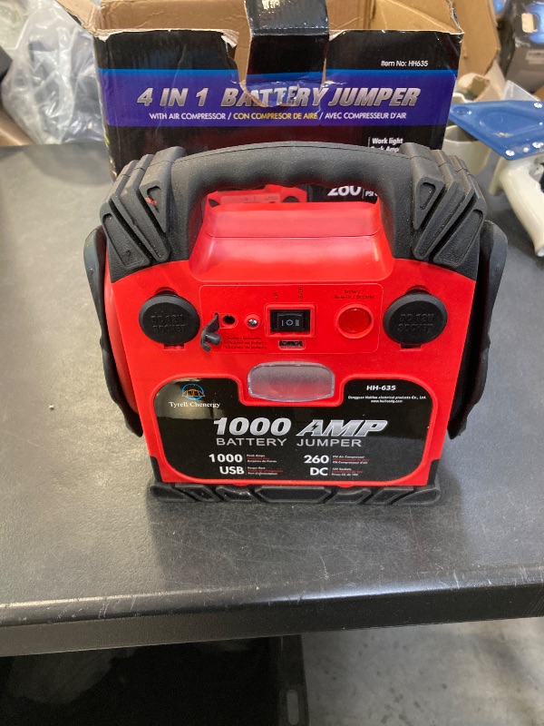 Photo 1 of Tyrell Chenergy Car Battery Jump Starter with Air Compressor Portable Tire Inflator,260PSI 1000Amp Battery Booster Jumper Box(Up to 5L Gas or 5L Diesel) Power Station 12V DC Outlet USB Port,LED Light