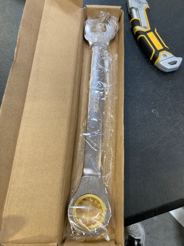 Photo 1 of Meccion Combination Wrench 1-1/16 Inch SAE Open End Ratcheting Wrench - Industrial Grade Gear Spanner with Grey Nickle Plated