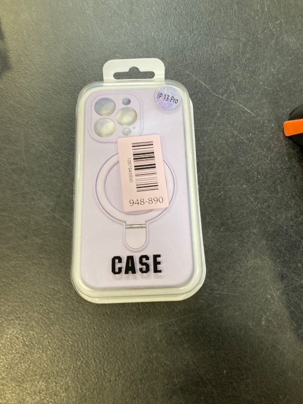 Photo 1 of Mephoro Magnetic Stand for iPhone 13 Pro, Liquid Silicone, [Compatible with MagSafe][Built-in Kickstand&Ring Holder] Anti-Scratch Soft Microfiber Lining, Light Purple