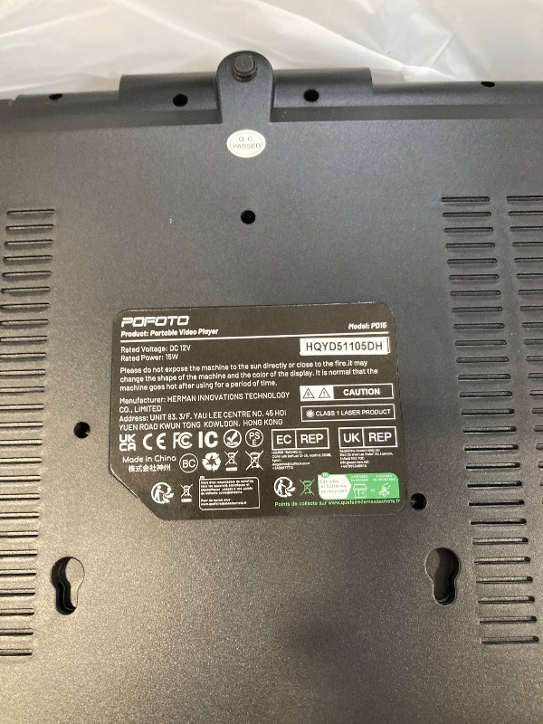 Photo 1 of 17.5” Portable DVD Player with 15.6” Large HD Screen, 6 Hours Rechargeable Battery, Dual Speakers, Region Free, Remote Control, Support Multi-Format Sync TV, USB/SD, Black