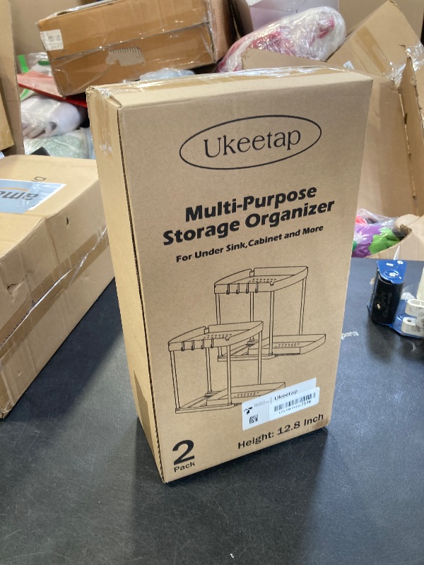 Photo 1 of Ukeetap 2 Pack Multi-Purpose Pull-Out Storage Organizers, Under Sink & Cabinet Storage, 12.8 Inch, White
