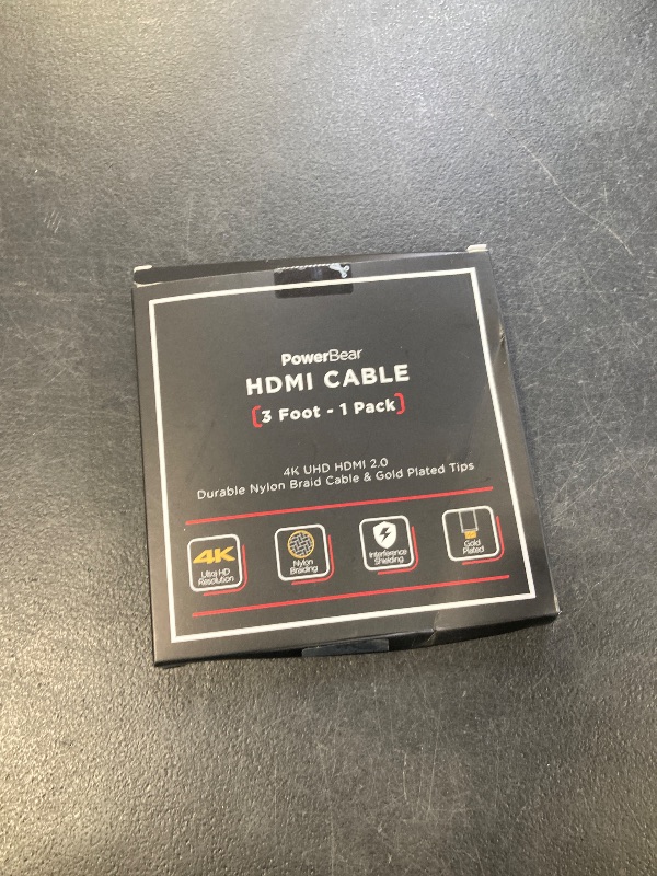 Photo 1 of PowerBear 4K HDMI Cable 3 ft | Short Hdmi Cable, Braided Nylon & Gold Connectors, 4K @ 60Hz, Ultra HD, 2K, 1080P, ARC & CL3 Rated | for Laptop, Monitor, PS5, PS4, Xbox One, Fire TV, & More