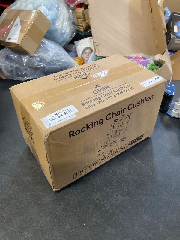 Photo 1 of Lokex Rocking Chair Cushion Only,Tufted Non-Slip Comfortable Rocking Chair Cushions Indoor with Ties,Striped Rocking Chair Pads (Dark Gray-S2064-20, 21x17/17x17)