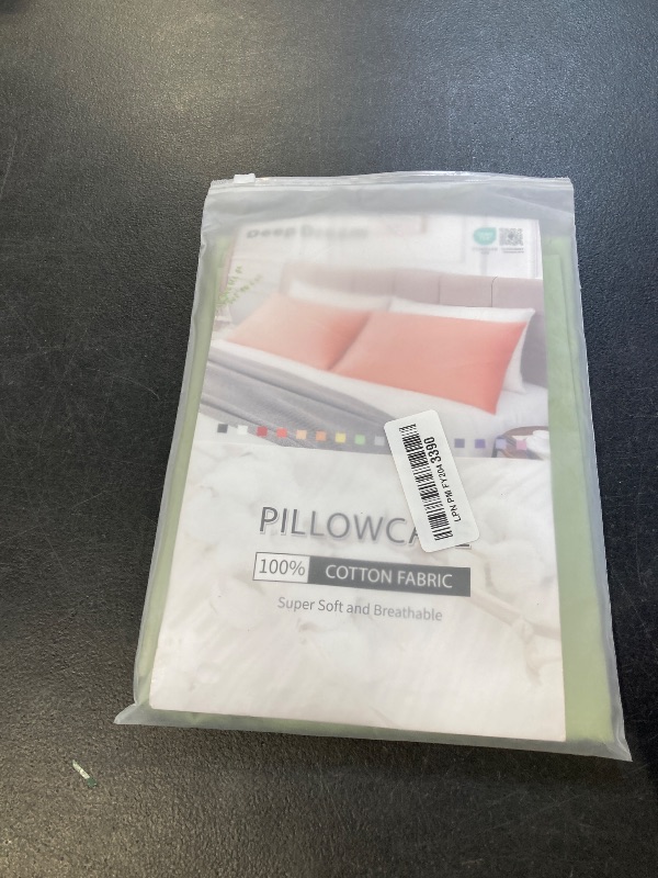 Photo 1 of 100% Cotton Standard Pillowcases Set of 2, Deep Dream 600 Thread Count Pillow Cases, 20x26 Inches, Super Soft and Breathable Envelope Closure (Sage Green)