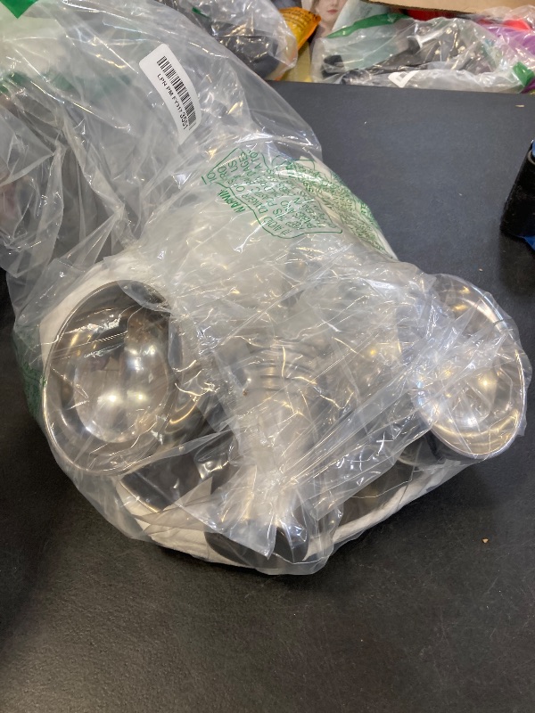 Photo 1 of Jinei 24 Pcs 304 Stainless Steel Dinner Set Include 12 Pcs 7 Inch 10 Inch Stainless Steel Plates, 6 Pieces Bowls and 6 Pieces Cups, Reusable Metal Utensils Dinnerware for Home Outdoor Picnic Kitchen