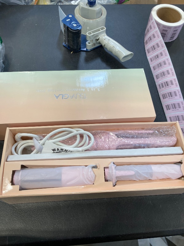 Photo 1 of 3 in 1 Automatic Curling Iron, Hair Curlers with 3 Curling Barrels (1" - 1.25" - 1.5"), Rotating Curling Iron with 3 Temp, 2-Way Rotation, 10S Fast Heating, Anti-Scald, Dual Voltage, Pink