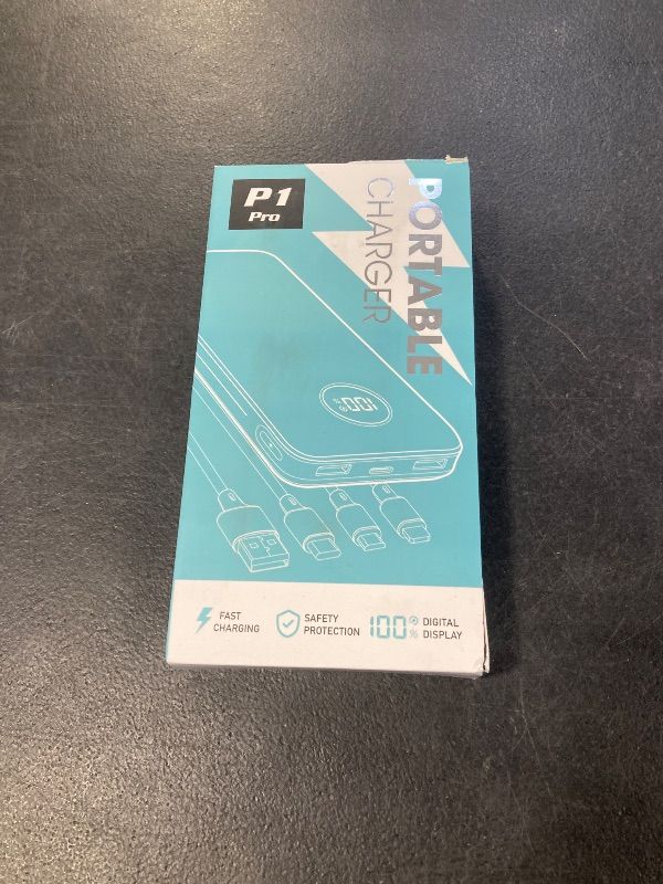 Photo 1 of Portable Charger Power Bank, 60000mAh Battery Pack with 3 in 1 USB-C/iOS/Micro-USB Cable, 22.5W Fast Charging Portable Phone Charger, Travel Camping Essential Powerbank for iPhone 17/16 Samsung,Ebony