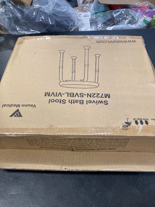 Photo 1 of Vaunn Medical Tool-Free Assembly Adjustable Swivel Shower Stool Seat Bench with Anti-Slip Rubber Tips for Safety and Stability