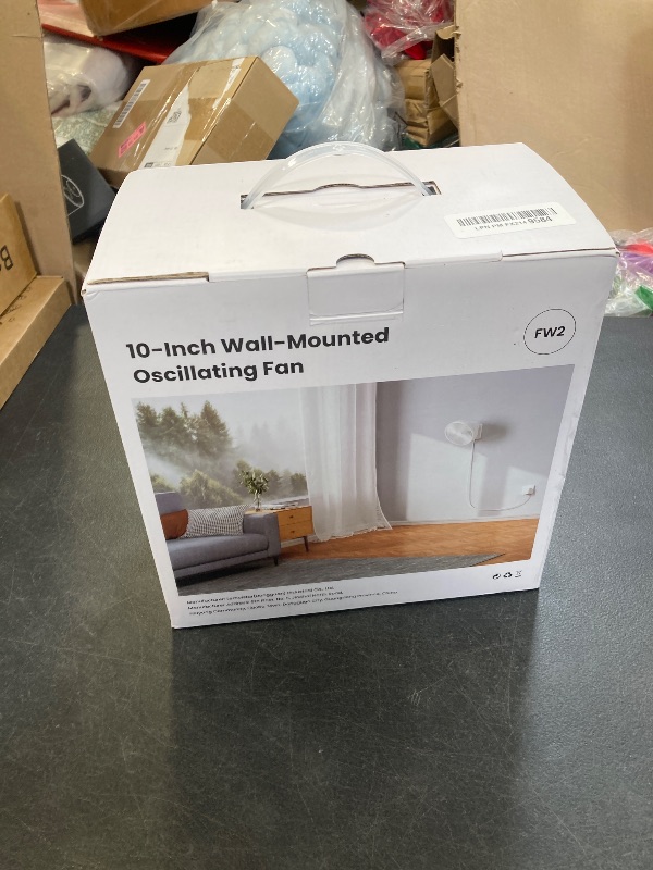 Photo 1 of 10 Inch Quiet Wall Mount Oscillating Fan with Remote & Timer, 4-Speed Portable Air Circulator for RV Indoor Use, Adjustable Tilt with 5.9ft Adapter, 90° Cooling for Home Office Bedroom Bathroom