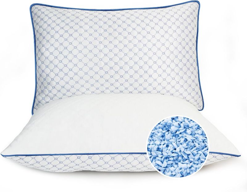 Photo 1 of Adjustable Bed Pillows Queen Size Set of 2 for Sleeping, Soft and Supportive Bed Pillows with Memory Foam Filling for Side, Back and Stomach Sleepers, Neck Supportive-Queen Size, 2 Pack