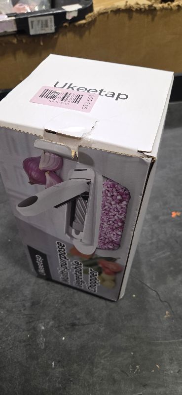 Photo 1 of 8 Blade All-in-1 Vegetable Chopper Mandoline Slicer with Container, Food Chopper, Onion Chopper, Veggie Cutter for Salad, Kitchen Gadgets Accessories Essentials, White