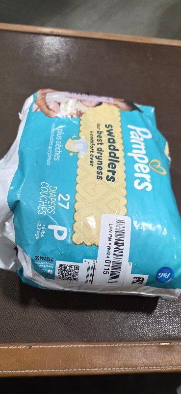 Photo 1 of Pampers Baby Diapers - Swaddlers - Size P1, 27 Count, Ultra Absorbent Disposable Preemie Diaper