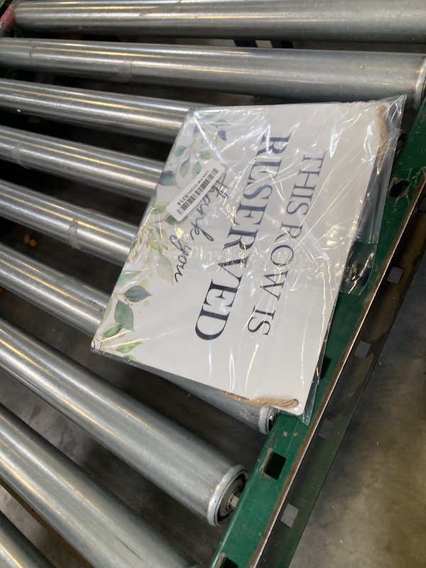 Photo 1 of Ryeolo Reserved Seating Signs - This Row Is Reserved Wooden Hanging Signs for Wedding Chairs, Wedding Decorations for Reception, 10.2x7.8 Inches (Green Leaves)