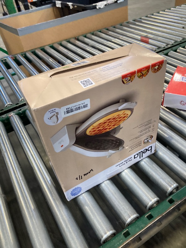 Photo 1 of bella Flip-n-Store Waffle Maker with EverGood™ Ceramic Nonstick Coating, Fits-anywhere™ Kitchenware, Power Indicator Light, Cool Touch Handle & Cord Wrap, 7” Wide & 1" Deep Plates, 1000 Watt, Oatmilk