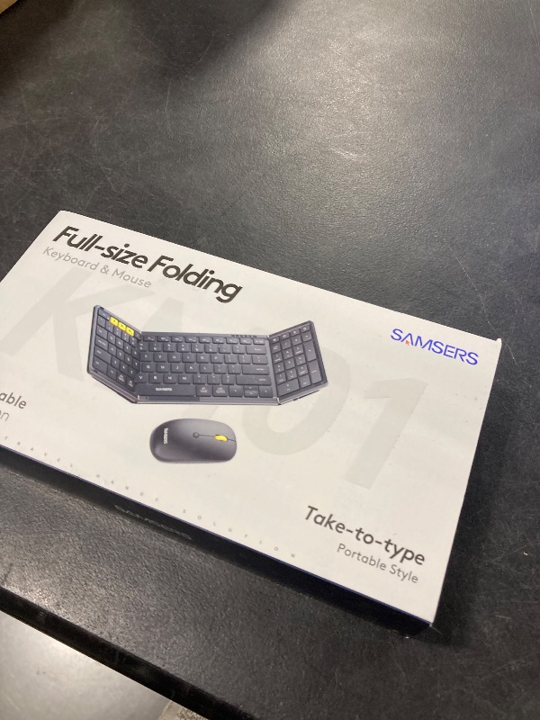 Photo 1 of Foldable Keyboard and Mouse, Samsers Folding Bluetooth Keyboard Combo, 2.4G + BT5.0 x 2, Full-Size Portable Travel Keyboard & USB-C Rechargeable Wireless Mouse for iOS Android Windows Mac OS