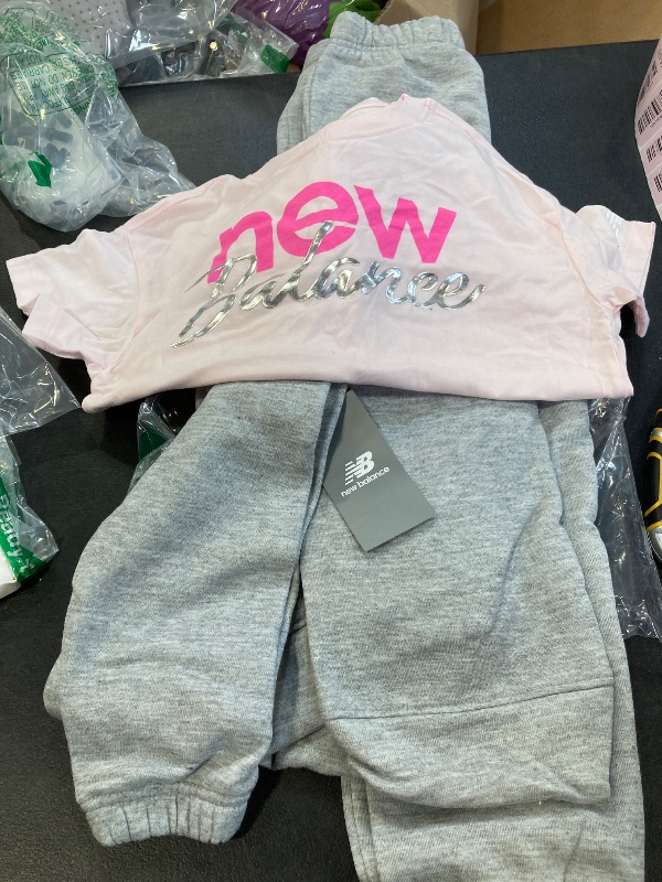 Photo 1 of New Balance Girls 3pc Sweatsuit - Cotton Blend Fleece Activewear Set - Pullover Crewneck Hoodie, T-Shirt, Jogger, (4-12)