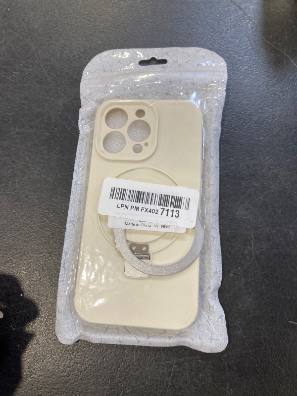 Photo 1 of Vanxiliiy Compatible with iPhone 13 Pro Case with Stand, Full Camera Protection Slim Liquid Silicone Phone Cases Fit for iPhone 13 Pro Compatible with MagSafe Magnetic Ring Kickstand Case 6.1", White