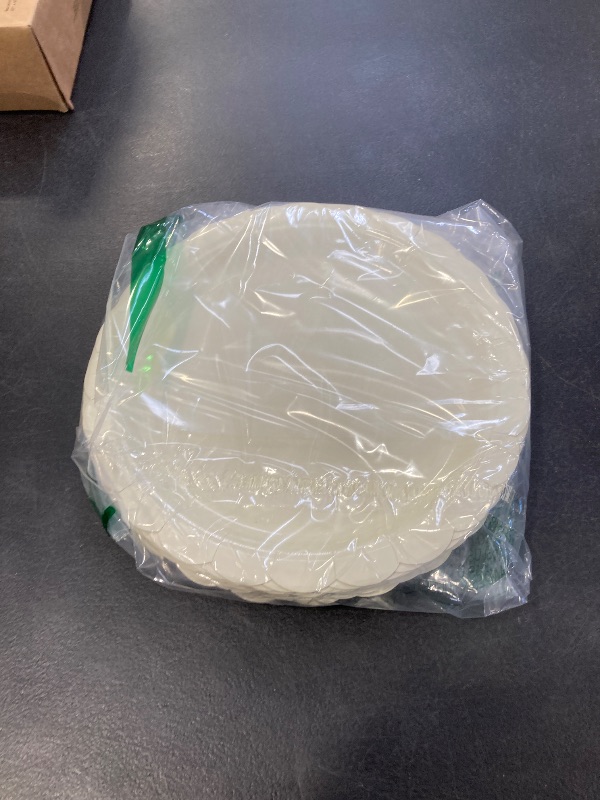 Photo 1 of NatNarr 30 Pcs Ivory Paper Plates 9 Inch Disposable Scalloped Cream Plates Cute Beige Dessert Cake Plate Party Dinner Plate for Baby Shower, Wedding, Bridal Shower