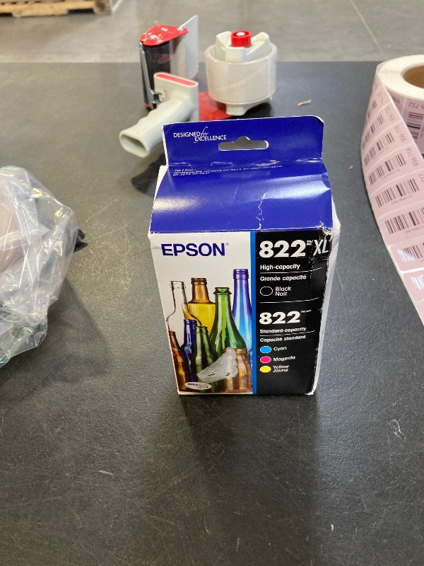 Photo 1 of EPSON 822 DURABrite Ultra Ink High Capacity Black & Standard Color Cartridge Combo Pack (T822XL-BCS) Works with WorkForce Pro WF-3820,3823, 4820, 4830, 4833, 4834