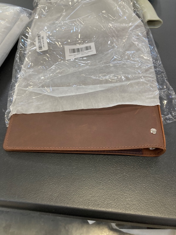 Photo 1 of Fan&Ran Leather 3 Ring Binder, 1" Round Rings for 8.5"x11" Paper and Sheet Protectors, Interior Pockets & Snap Closure, Letter Size, Vintage Brown