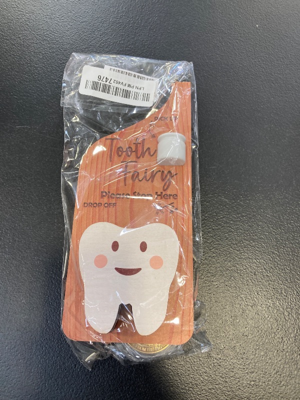 Photo 1 of WALLFID 2-in-1 Design Tooth Fairy Door Hanger,Tooth Design Tooth Fairy Tooth Holder with Gift Compartment,Tooth Fairy Gifts Including Tooth Fairy Coins,Ideal for Celebrating Lost Teeth (Wood 1)