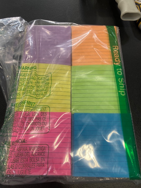 Photo 1 of (12 Pads) Lined Sticky Notes 4x4 in Post, 6 Bright Colors with Lines Self-Stick Note Pads it, Strong Adhesive, 46 Sheets/Pad, 552 Sheets in Total