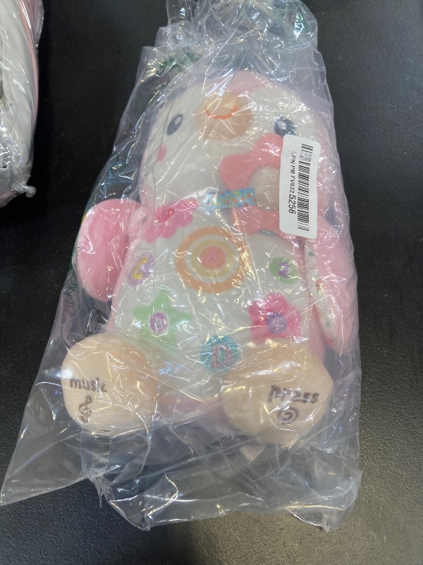 Photo 1 of Baby Toys 0-6 Months,Musical Plush Stuffed Animal with Rattles & Crinkle Paper,Hanging Ring for Sensory Play,Tummy Time Toys for 0-12 Months Girls, Baby Girl Gift (Pink)
