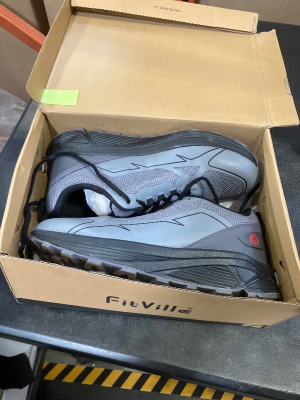 Photo 1 of FitVille Wide Shoes for Men Non-Slip Trail Running Shoes Mens Extra Wide Walking Shoes Comfortable Wide Toe Box Sneakers for Flat Feet, Heel Pain, Plantar Fasciitis Relief (Black Gray, 9.5 X-Wide)