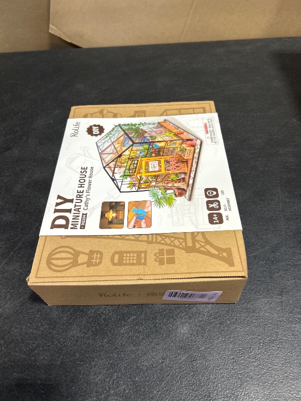 Photo 1 of Rolife DIY Miniature Greenhouse Kit, Tiny/Mini House Making Kit with Furniture for Adults, Furniture, Halloween/Christmas Decorations, Gifts for Family and Friends (Cathy's Greenhouse)