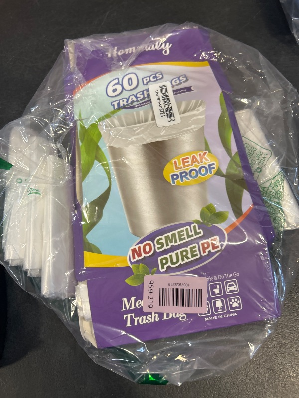 Photo 1 of 8 Gallon 60pcs Medium Clear Trash Bags Strong Clear Garbage Bags, Bathroom Trash Can Bin Liners, Plastic Bags for Office Home Kitchen, Waste Basket Liner, Fit 30 Liter, 7,8 Gal(8G60-Clear)