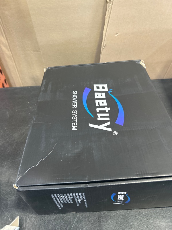 Photo 1 of Baetuy Black Shower Faucet Set, Rainfall Shower System with Square Shower Head and Handle Set, Wall Mounted Shower Fixtures, Shower Valve and Trim Kit 12 inch Matte Black