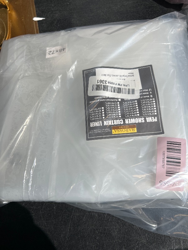 Photo 1 of BAROSSA Design 48 inch Wide Stall Shower Curtain Liner with 3 Magnets - PEVA, Waterproof, PVC Free, Metal Grommets, Clear, 48x72