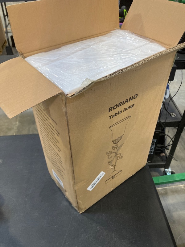 Photo 1 of Touch Control Table Lamp with 2 USB Charging Ports, 3-Way Dimmable Bedside Nightstand Lamps, Amber Glass Shade Vintage Rural Leaf Lamp for Living Room, Bedroom, Dresser, LED Bulb Included (Bronze)