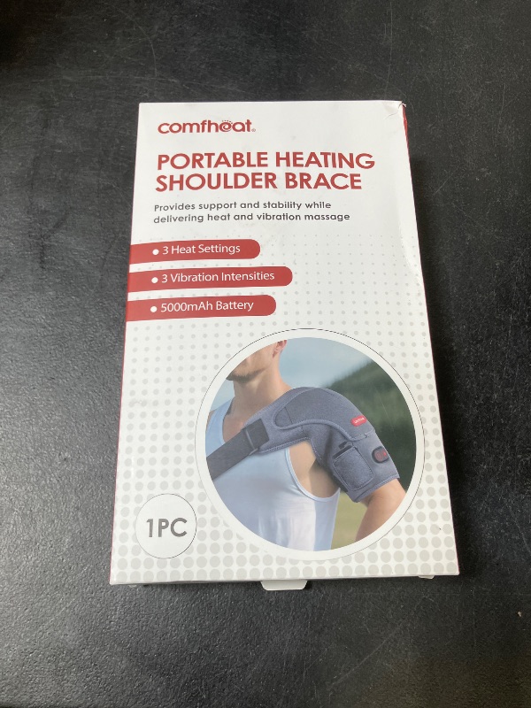 Photo 1 of comfheat Cordless Shoulder Heating Pad with Vibration Massage for Frozen Shoulder Rotator Cuff Pain Relief, 5000mAh Battery Powered Heated Shoulder Brace Wrap, 1-3H Hot Compress for Men & Women