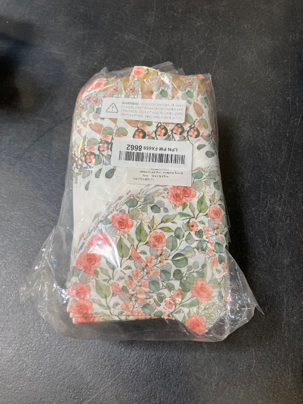 Photo 1 of 100pcs Easter Bunny Floral Guest Napkins Rabbit Flowers Spring Seasonal Disposable Paper Dinner Hand Napkin Towel for Home Kitchen Bathroom Powder Room Holiday Party Decorative Towels