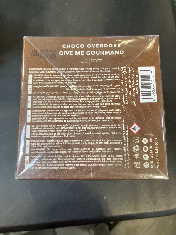 Photo 1 of Lattafa Choco Overdose Eau de Parfum, Gourmand Collection, Dark Chocolate Fudge and Caramel Fragrance, 75ml Spray, Sweet and Elegant Give Me Gourmand Collection
