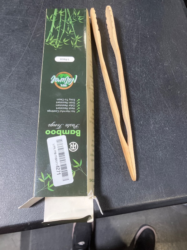 View 2 of 12" Pasta Salad Bamboo Tongs – Natural Wooden Tongs For Cooking & Serving Food, Wooden Kitchen TongsW/Teeth For Pasta Spaghetti Noodles, Salad & Oven Toaster Baking, Heat Resistant Long Wood Tong