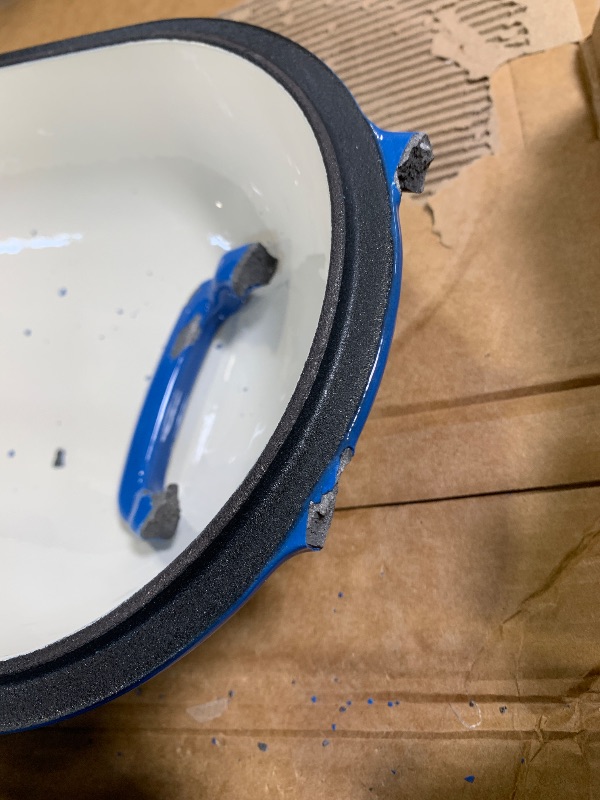Photo 1 of Cast Iron Bread Pan with Lid, Mini Enamel Sourdough Baking Dutch Oven Pot, Double Round Loaf Space for Homemade, Bread, Cake, Meatloaf, 16.5cm Diameter, 500°F Oven Safe, Non Stick, Blue