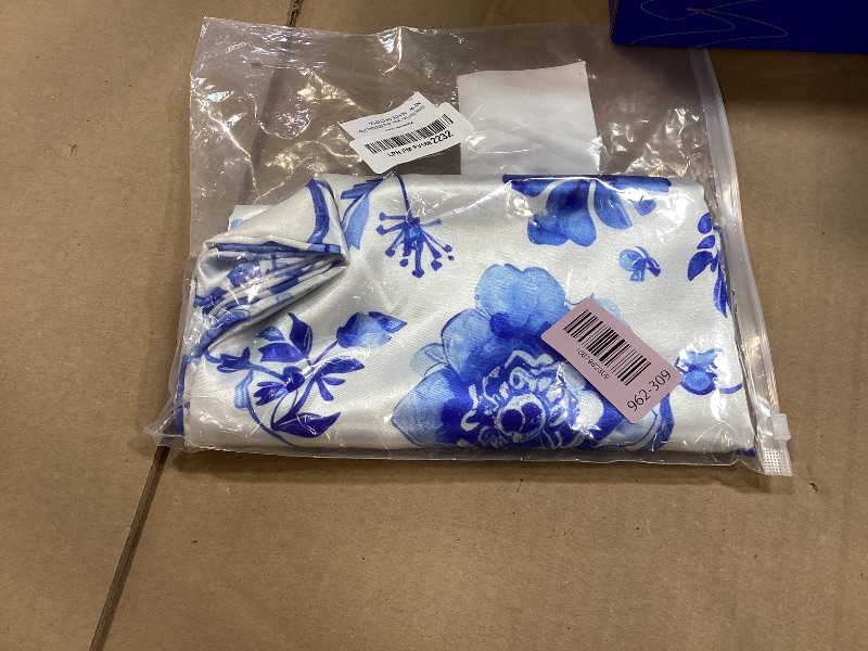 Photo 1 of Vintage Blue Floral Satin Pillow Case Queen Size,Soft Pillowcases for Hair and Skin Similar to Silk,Pillowcases with Hidden Zipper Bedding Accessories,20X30 Inches,1 Pack