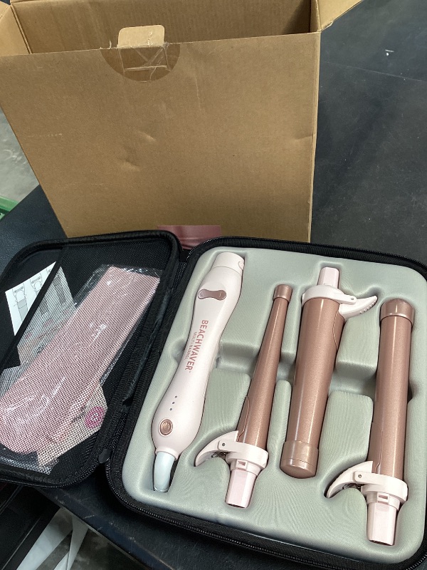 Photo 1 of The Beachwaver Co. Multi-Barrel Rotating Curling Iron - Pink Rosegold | Professional Automatic Iron with 3 Interchangeable Ceramic Barrels - Attachments Included! | Auto Shut-Off, Travel-Friendly