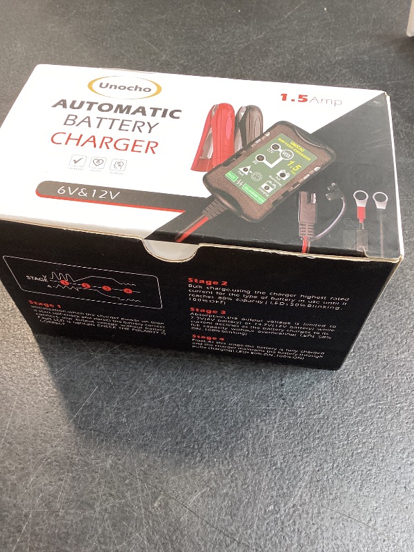 Photo 1 of 6V 12V Battery Charger 1.5A Automatic Battery maintainer trickle Battery Charger Smart Float Charger for auto car Motorcycle Lawn Mower Boat Motorcycle Snowmobile
