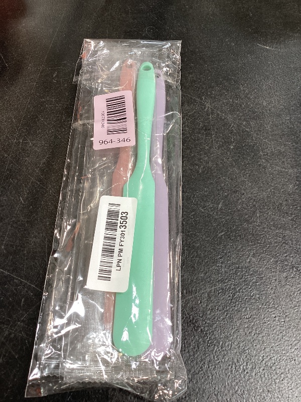 Photo 1 of 3Pcs Silicone Jar Spatula Long Handle Kitchen Spatulas for Mixing, Scraping, and Spreading,Ideal for Jars, Baking, Cake Icing, Cream, Butter, and Batter Kitchen Tool (Purple, Pink, Green)