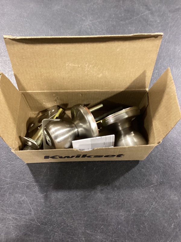 Photo 1 of Kwikset Tylo Entry Door Knob with Lock and Key, Secure Keyed Handle Exterior, Front Entrance and Bedroom, Satin Nickel, Pick Resistant SmartKey Rekey Security and Microban